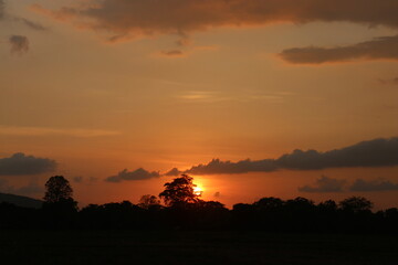 sunset sky with clouds.