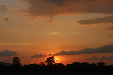 sunset sky with clouds.
