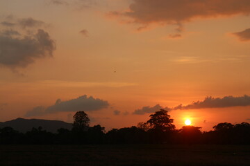 sunset sky with clouds.