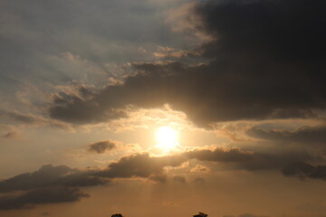 Colorful cloudy sky at sunset. Sky texture, abstract nature background.