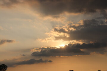Colorful cloudy sky at sunset. Sky texture, abstract nature background.