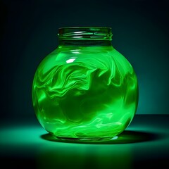 glass jar with green background