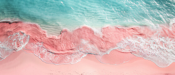 Fototapeta premium Beach with pink sand top view