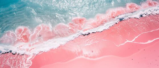 Beach with pink sand top view