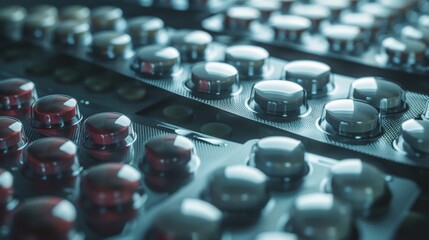 Close-up of medication pills in a blister pack