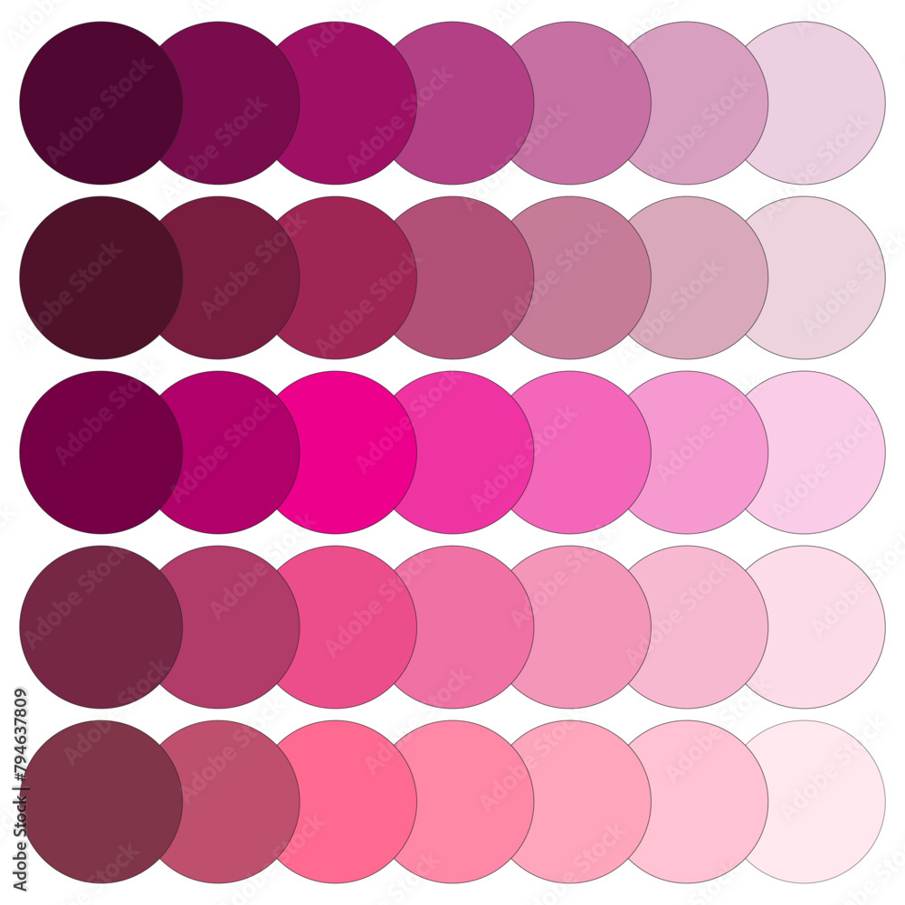 Poster Magenta to blush gradient dots. Color transition in circular shapes. Vector pattern design. Vector illustration. EPS 10.
