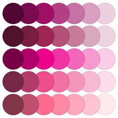 Magenta to blush gradient dots. Color transition in circular shapes. Vector pattern design. Vector illustration. EPS 10.