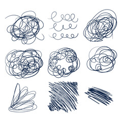 Random Scribbles Set. Hand Drawn Scribbles Doodle Vector Set.