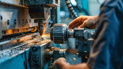 CNC machine operators programming precision cuts