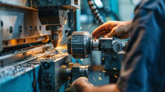 CNC machine operators programming precision cuts