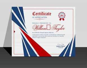 Professional Certificate Achievement or Diploma Award Template, Modern Border Shape and Background Pattern Multi-Purpose Use This Template.