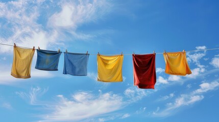 Clothesline with a clear sky background, AI generated Image