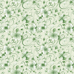 Floral green color, form natural, seamless fabric pattern.
