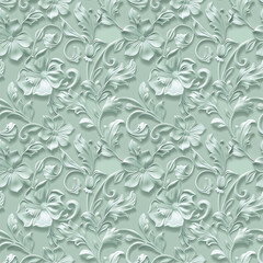 Floral green color, form natural, seamless fabric pattern.