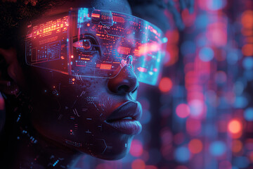 A woman wearing a pair of virtual reality goggles