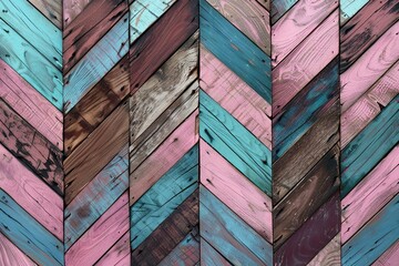 Fototapeta premium Colorful Wooden Chevron Pattern