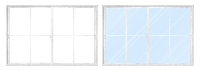 木製の白い窓枠B セット	