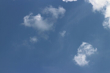 Obraz premium blue sky and white clouds. Freshness of the new day. Bright blue background. Relaxing feeling like being in the sky.