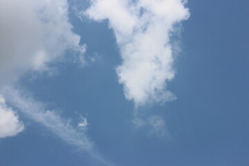 Fototapeta premium blue sky and white clouds. Freshness of the new day. Bright blue background. Relaxing feeling like being in the sky.