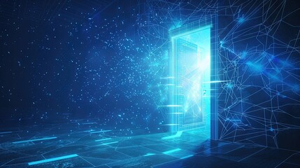 Portal to Tomorrow Futuristic Doorway in Digital Illustration