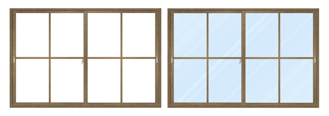 木製のセピア色の窓枠B セット	
