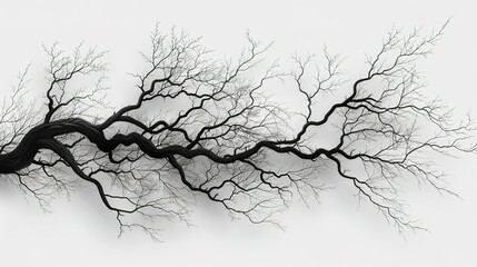 Wavy drawn line branches nature black tree background branches abstract silhouette white