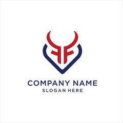 Heart Monogram Icon Vector Template FF Bull Letter Logo Design, design inspiration