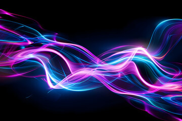 Luminous neon lines intertwining in a captivating galaxy of light. Abstract art at its best.