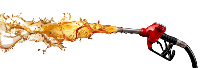 Gasoline coming out of gas station is isolated on a transparent background