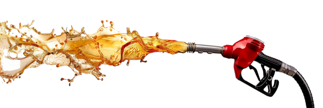 Gasoline coming out of gas station is isolated on a transparent background