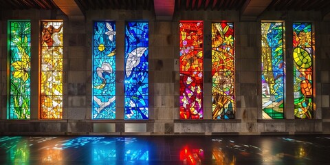 Fototapeta na wymiar Luminous Tales: A Collection of Stained Glass Window Designs