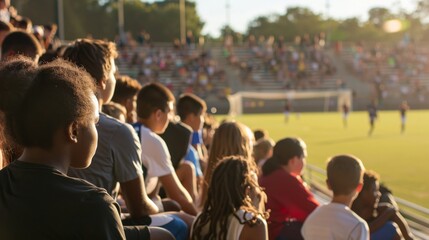 Obraz premium Spectators watching a soccer game from the bleachers