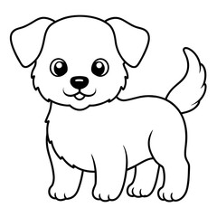Cute puppy, cartoon, illustration  and white background