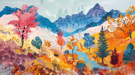 mountainous winter wonderland abstract art poster background
