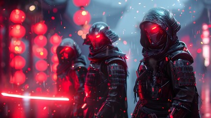 Fototapeta premium Neon Samurai: The Autonomous Neon Realm.