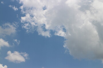 Summer blue sky background with white clouds.