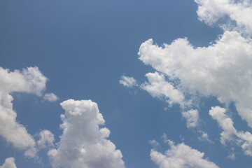 Summer blue sky background with white clouds.