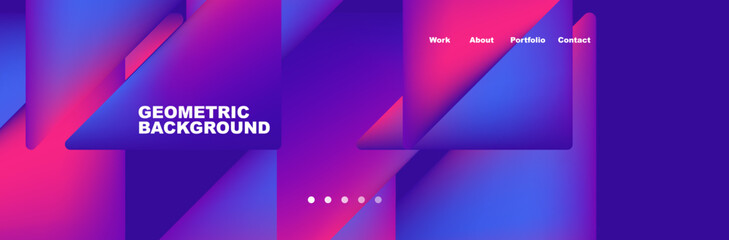 Vibrant geometric background featuring purple, violet, and electric blue triangles in a symmetrical pattern. Perfect for event entertainment with a modern and energetic vibe