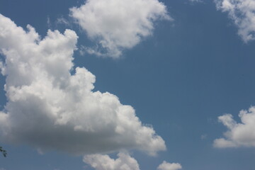 blue sky background with tiny clouds.