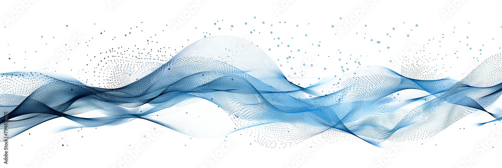 Wall mural digital abstract blue dots and lines isolated on a transparent background