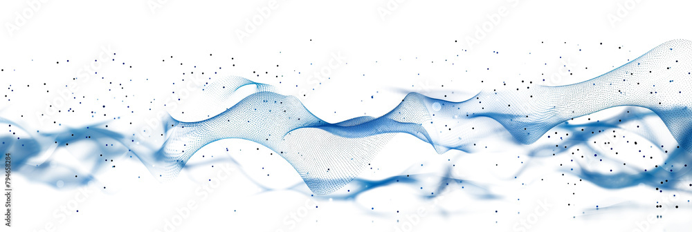 Wall mural digital abstract blue dots and lines isolated on a transparent background
