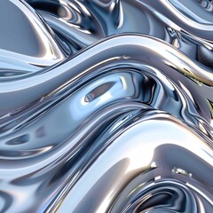 Glossy silver metal fluid glossy chrome mirror water effect background