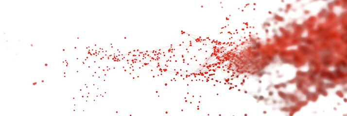 Fototapeta premium Digital abstract red dots and lines isolated on transparent background