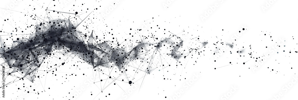 Wall mural digital abstract black dots and lines isolated on a transparent background