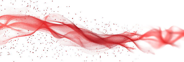Digital abstract red dots and lines isolated on transparent background