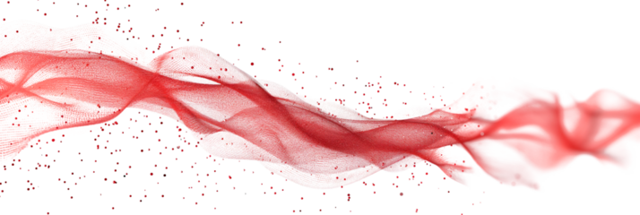 Digital abstract red dots and lines isolated on transparent background