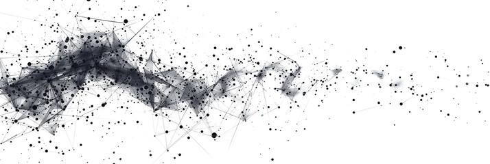 Fototapeta premium Digital abstract black dots and lines isolated on a transparent background