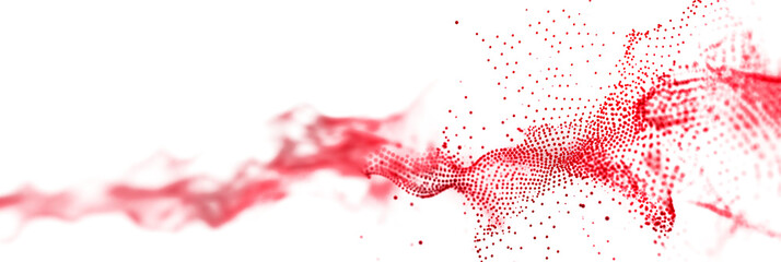Digital abstract red dots and lines isolated on transparent background