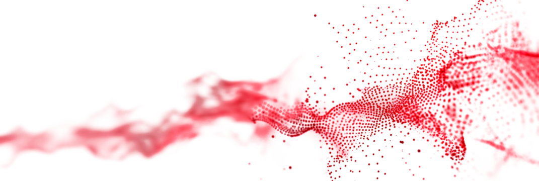 Digital abstract red dots and lines isolated on transparent background