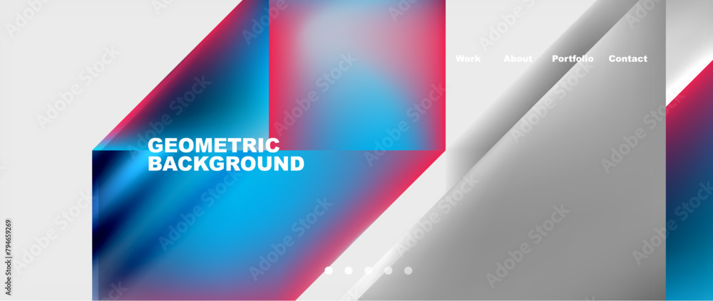 Poster a modern geometric background featuring rectangles, triangles, and tints of electric blue, magenta, 